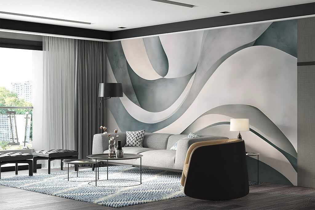 White and grey wavy lines White and grey wavy lines