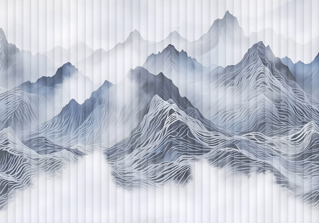 Chaîne de montagnes avec nuages Chaîne de montagnes avec nuages