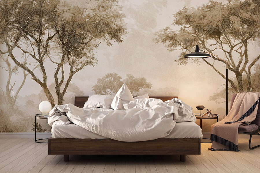 Papier peint Groupe d'arbres dans un champ
