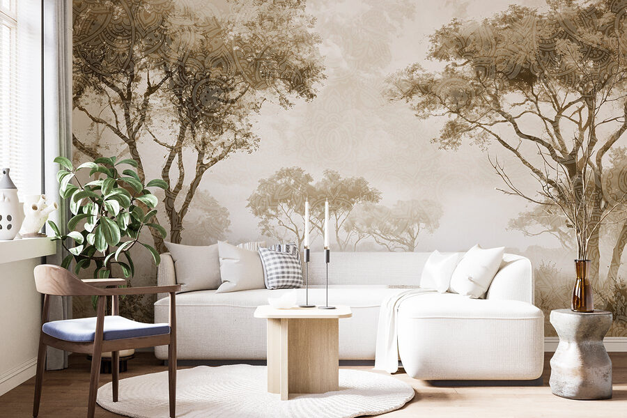 Papier peint Groupe d'arbres dans un champ – Image 3