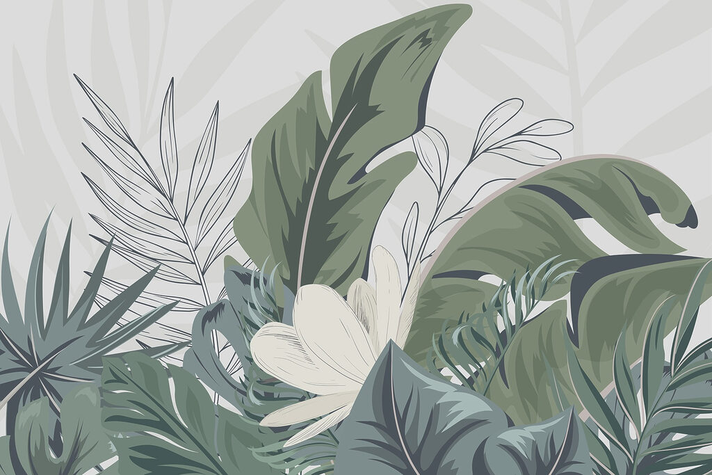 Feuilles tropicales dans un arrangement serein Feuilles tropicales dans un arrangement serein