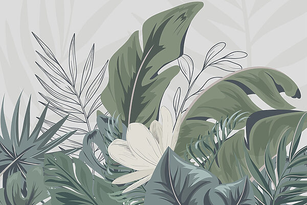 Feuilles tropicales dans un arrangement serein Feuilles tropicales dans un arrangement serein