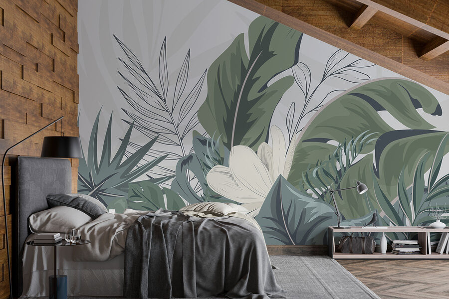 Feuilles tropicales dans un arrangement serein Feuilles tropicales dans un arrangement serein