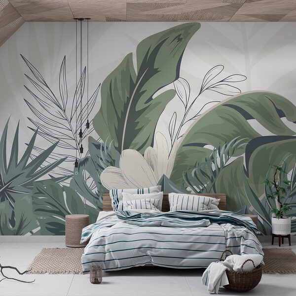 Feuilles tropicales dans un arrangement serein Feuilles tropicales dans un arrangement serein