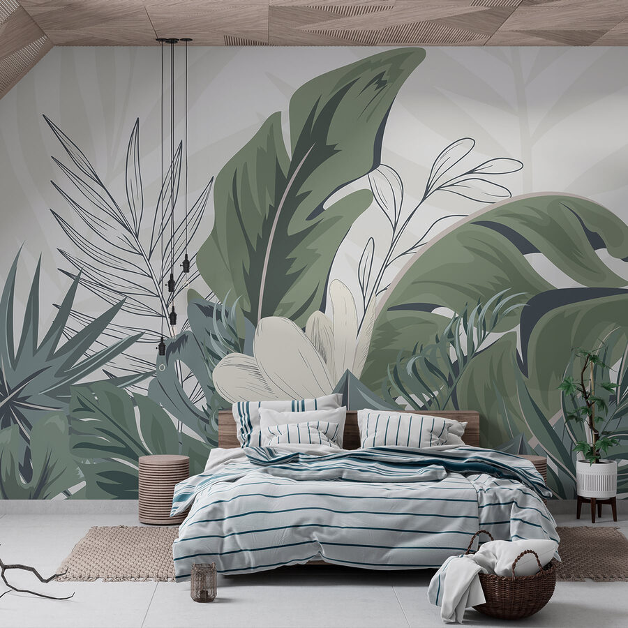 Feuilles tropicales dans un arrangement serein Feuilles tropicales dans un arrangement serein