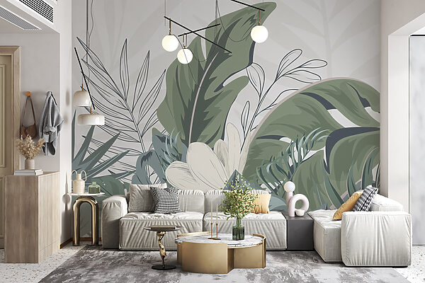 Feuilles tropicales dans un arrangement serein Feuilles tropicales dans un arrangement serein