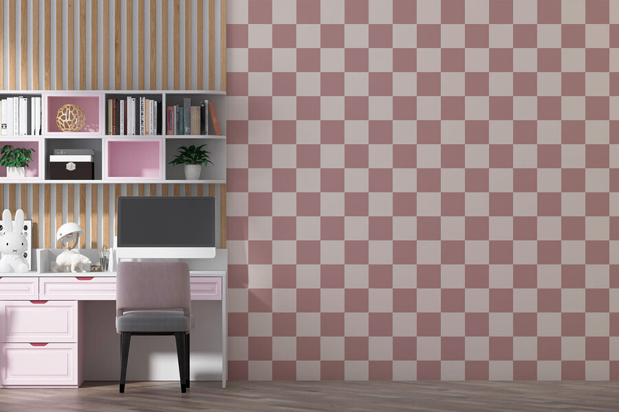Motif en damier avec des carrés roses