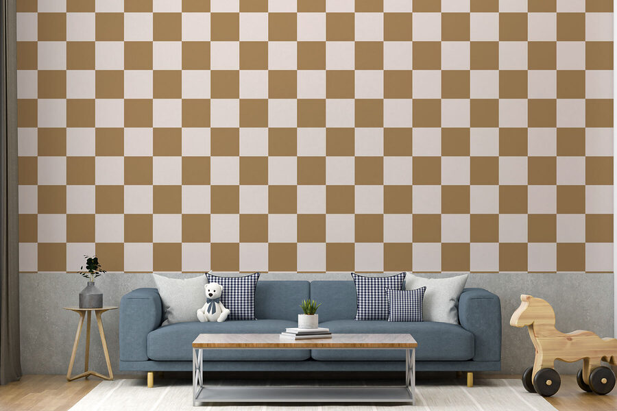 Motif à carreaux marron et blanc