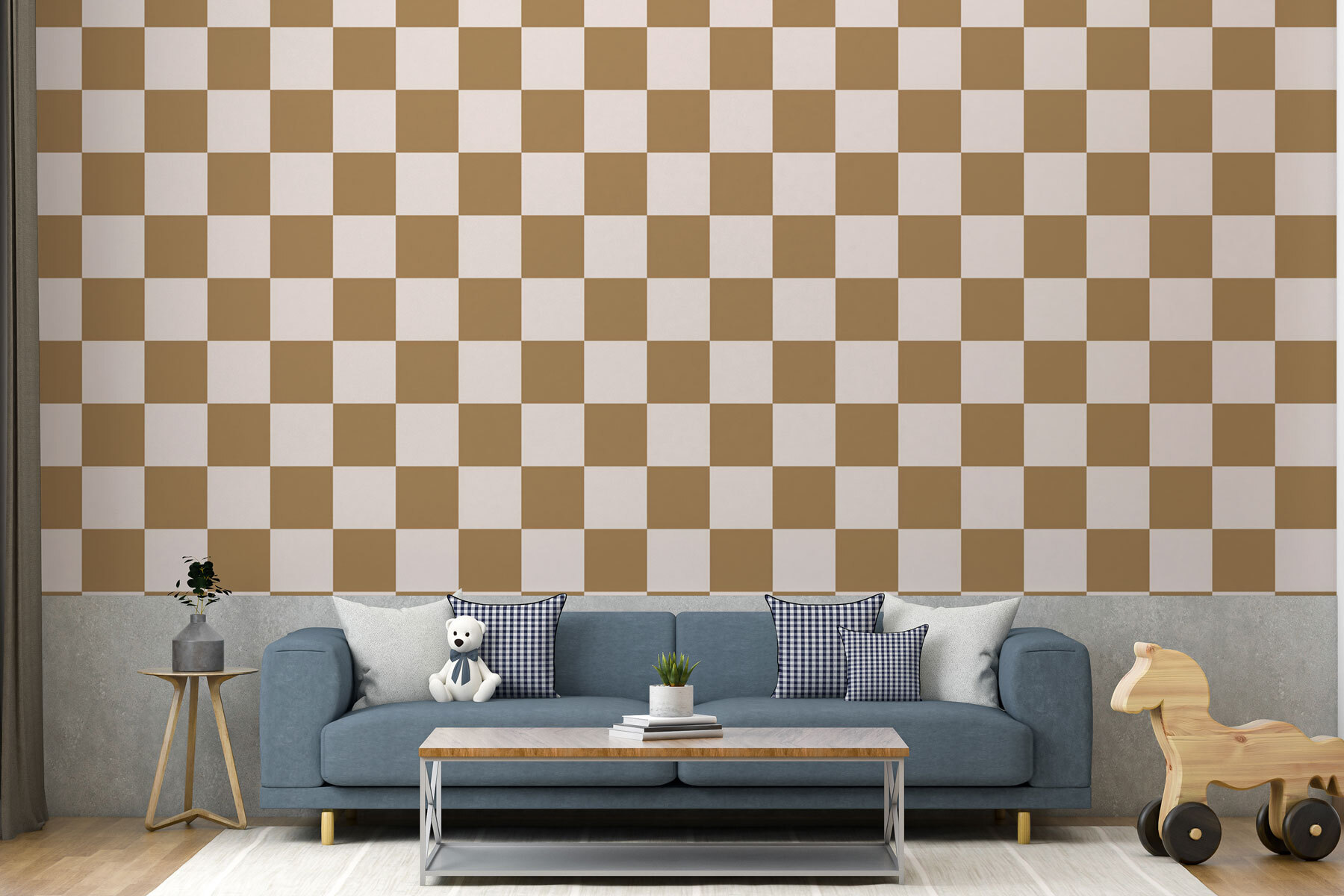 Brown and white checkered pattern