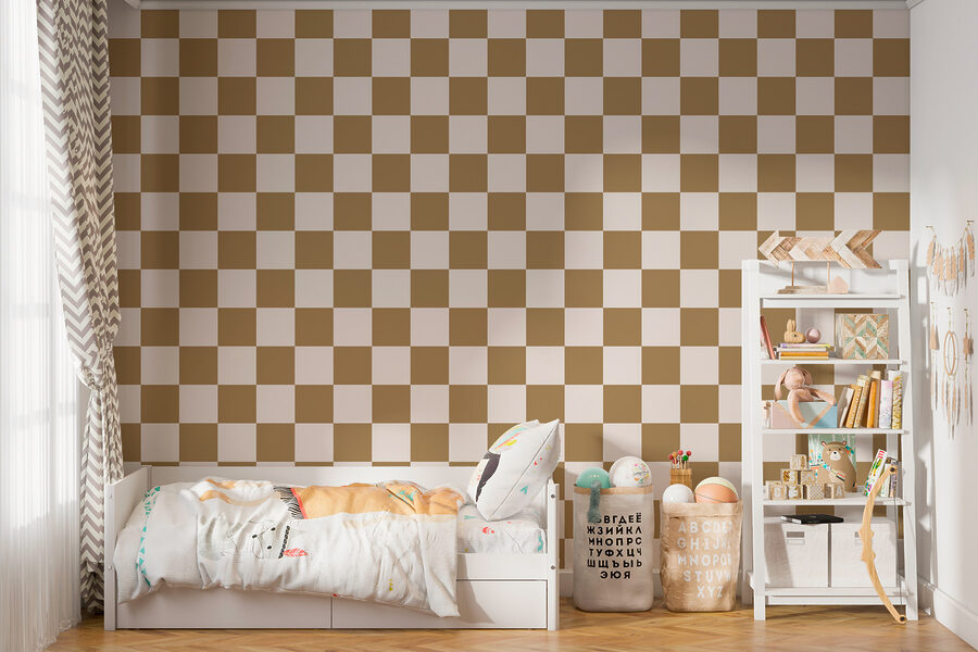 Motif à carreaux marron et blanc