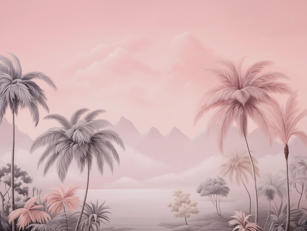 Paysage avec palmiers et montagnes Paysage avec palmiers et montagnes