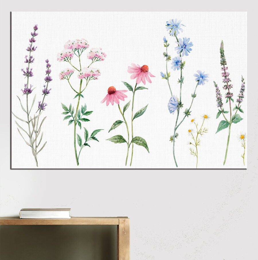 Groupe de fleurs sur fond blanc