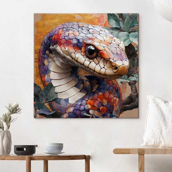 Colorful snake with leaves Colorful snake with leaves