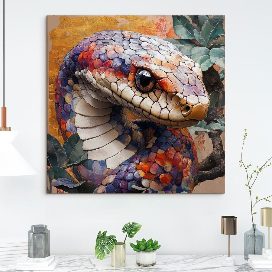 Colorful snake with leaves Colorful snake with leaves