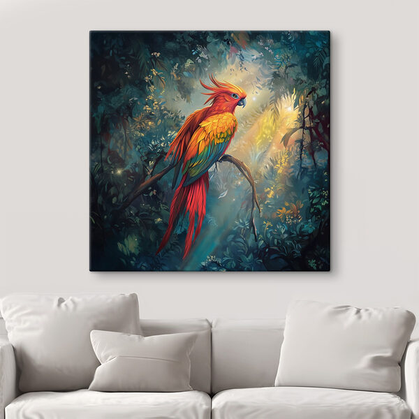 Oiseau coloré assis sur une branche dans une forêt Oiseau coloré assis sur une branche dans une forêt