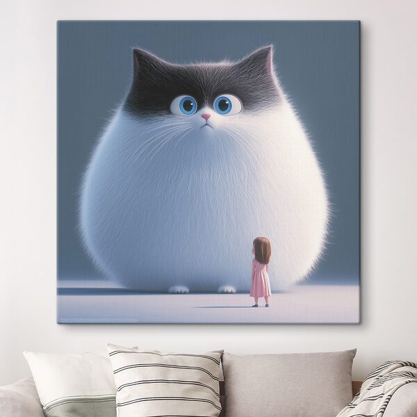 Caricature d'un chat regardant une petite fille Caricature d'un chat regardant une petite fille