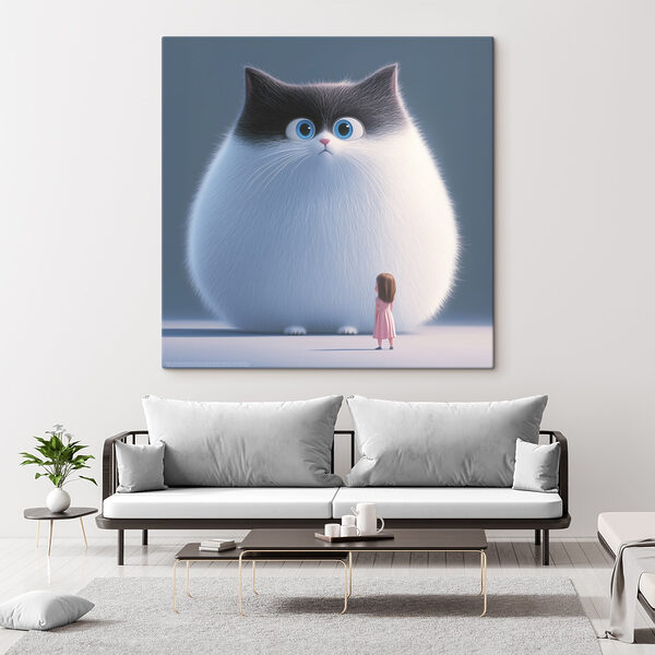 Caricature d'un chat regardant une petite fille Caricature d'un chat regardant une petite fille