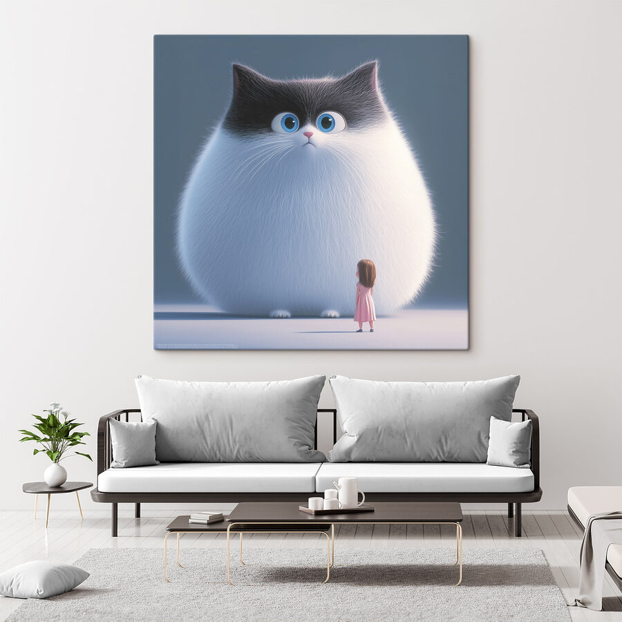Caricature d'un chat regardant une petite fille Caricature d'un chat regardant une petite fille