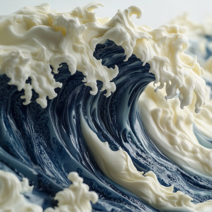 Des vagues majestueuses dans une texture crémeuse Des vagues majestueuses dans une texture crémeuse