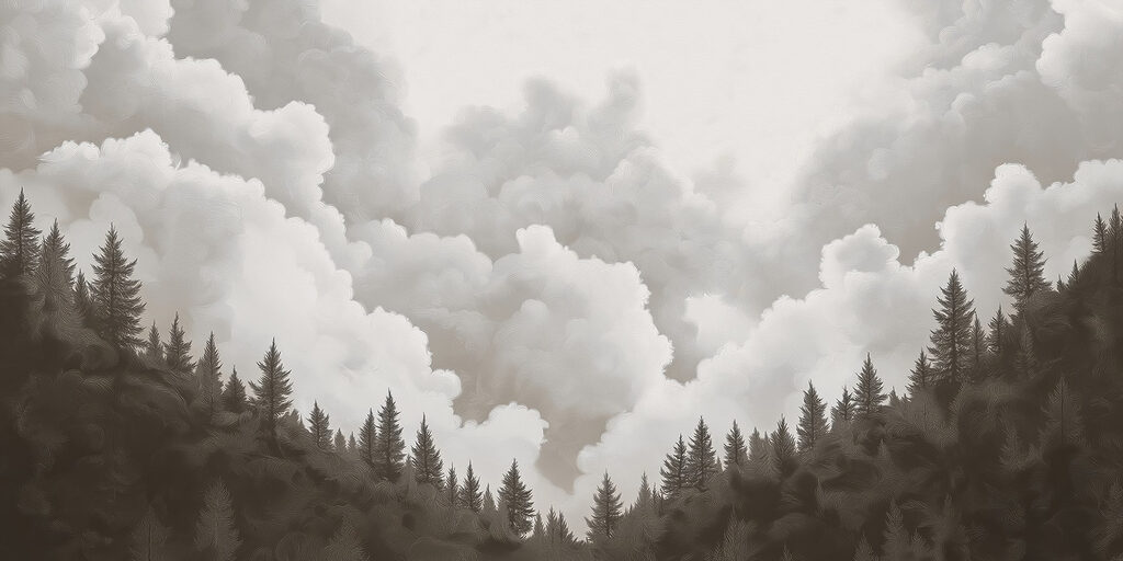 Groupe d'arbres et de nuages Groupe d'arbres et de nuages