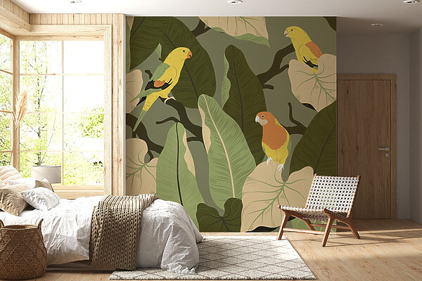 Oiseaux colorés sur une branche d'arbre Oiseaux colorés sur une branche d'arbre