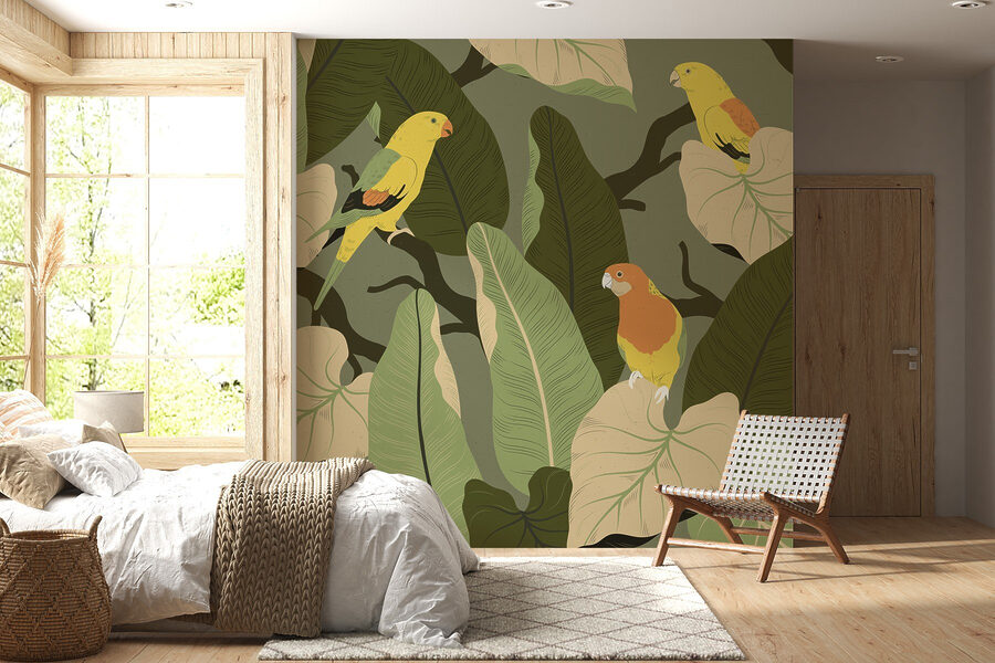 Oiseaux colorés sur une branche d'arbre Oiseaux colorés sur une branche d'arbre