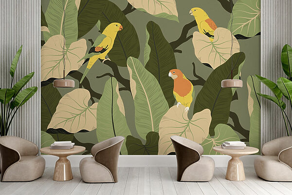 Oiseaux colorés sur une branche d'arbre Oiseaux colorés sur une branche d'arbre