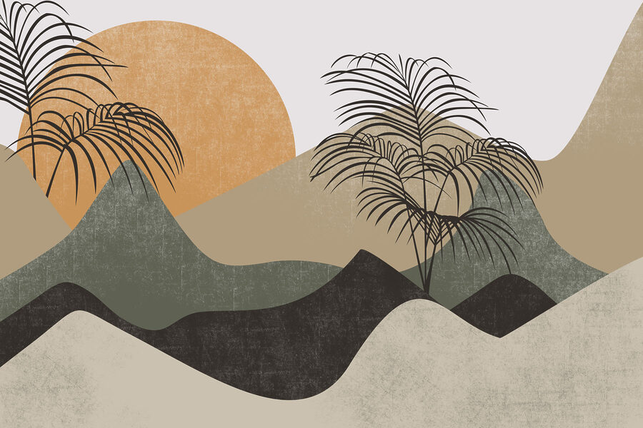 Palmiers et montagnes