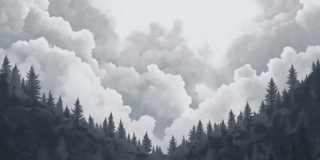 Groupe d'arbres et de nuages Groupe d'arbres et de nuages