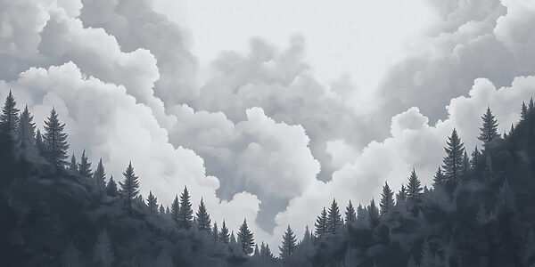 Groupe d'arbres et de nuages Groupe d'arbres et de nuages