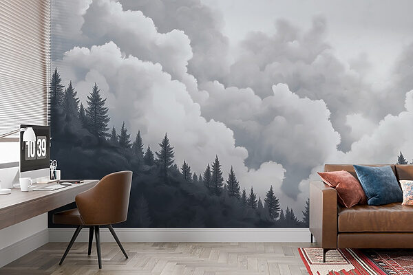 Groupe d'arbres et de nuages Groupe d'arbres et de nuages