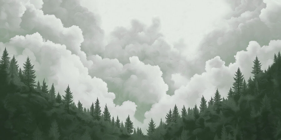 Groupe d'arbres et de nuages