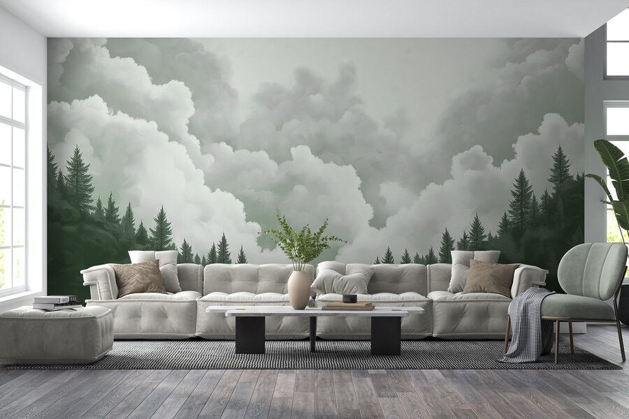Groupe d'arbres et de nuages