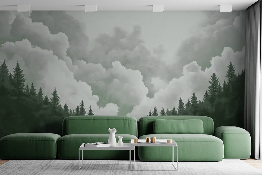 Groupe d'arbres et de nuages