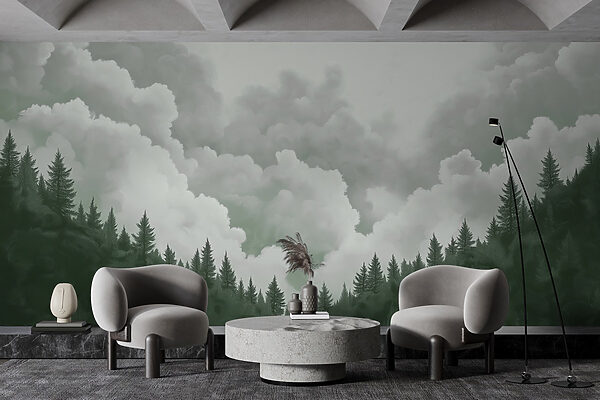 Groupe d'arbres et de nuages Groupe d'arbres et de nuages