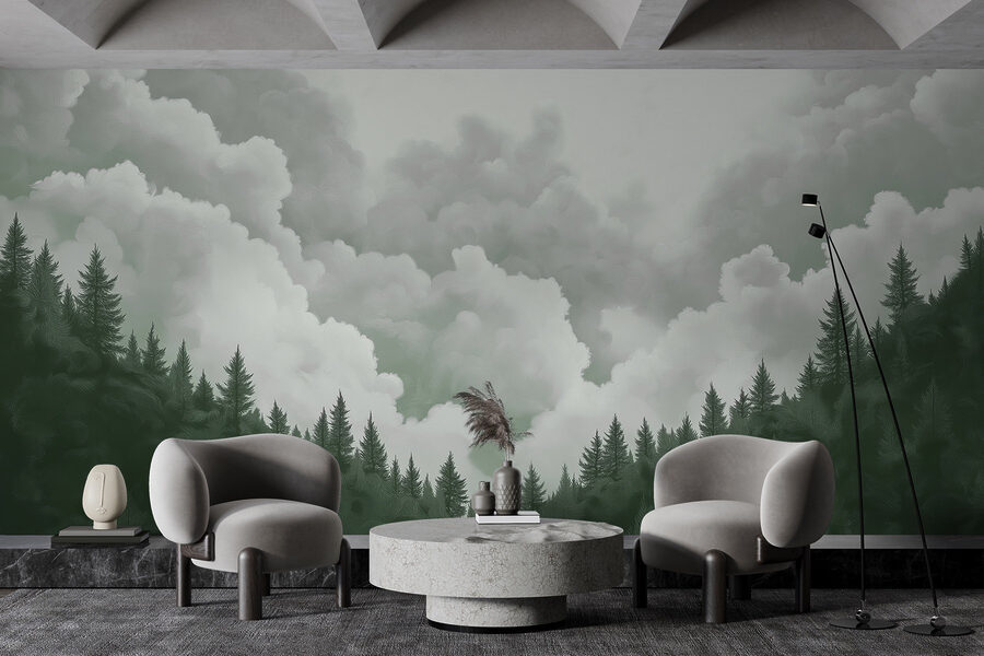 Groupe d'arbres et de nuages