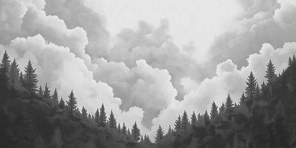 Photo en noir et blanc d'une forêt Photo en noir et blanc d'une forêt