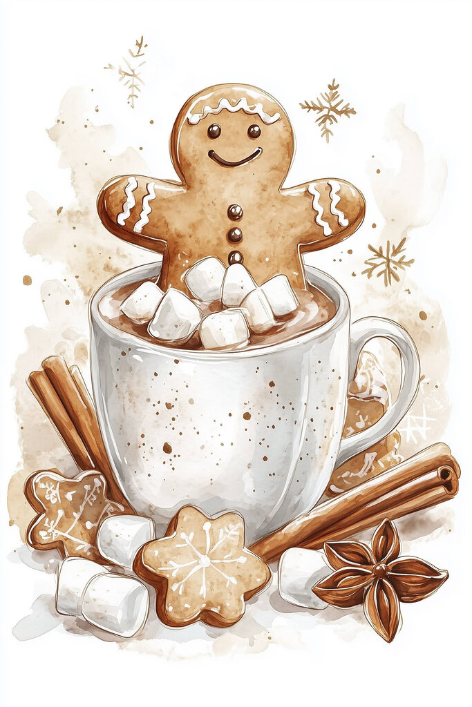 Gingerbread man in a mug of hot chocolate Gingerbread man in a mug of hot chocolate