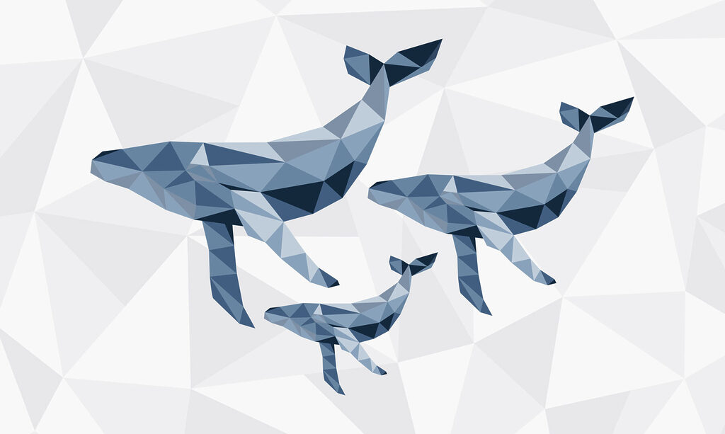 Groupe de baleines en style low poly Groupe de baleines en style low poly