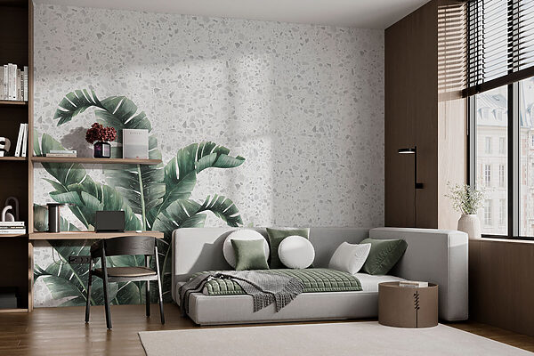 Plante avec des feuilles sur une surface blanche Plante avec des feuilles sur une surface blanche