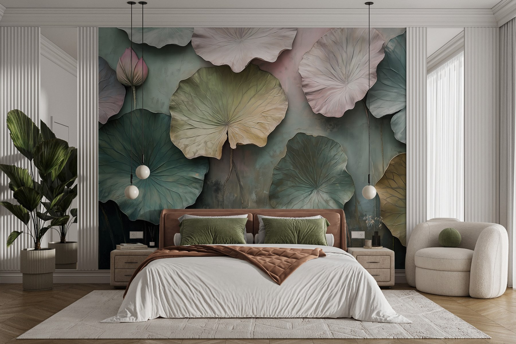 Wall with leaves on it