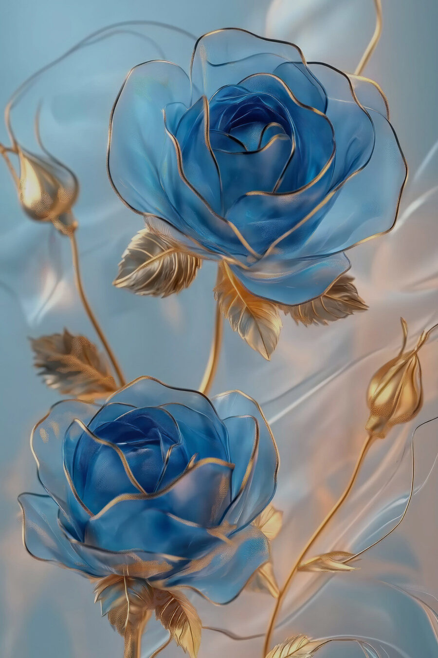 Roses bleues délicates dans une lumière douce