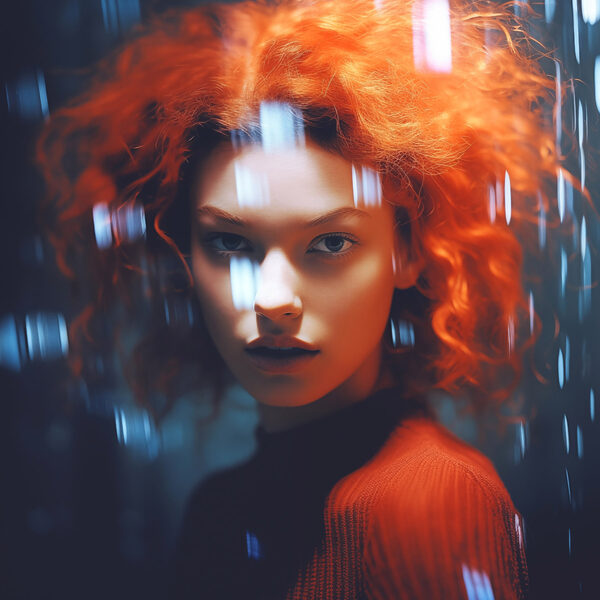 Femme aux cheveux rouges et gouttes de pluie Femme aux cheveux rouges et gouttes de pluie
