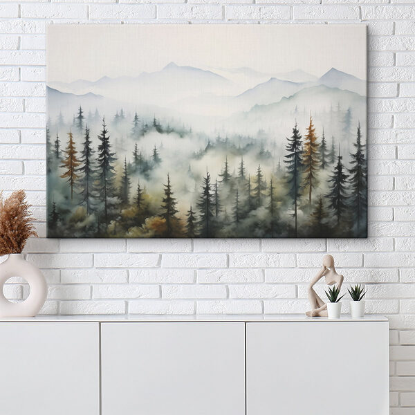 Peinture d'arbres et de brouillard Peinture d'arbres et de brouillard