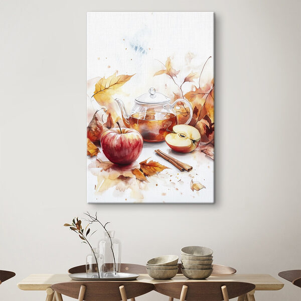 Aquarelle d'une théière et de pommes Aquarelle d'une théière et de pommes