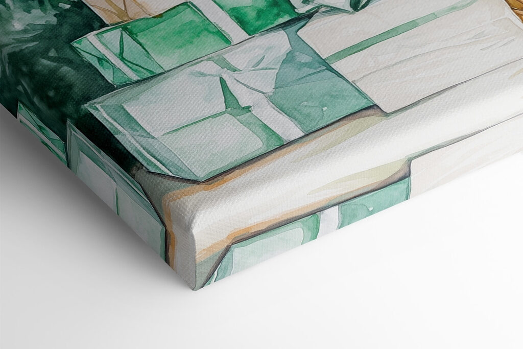 Watercolor of presents under a tree Watercolor of presents under a tree