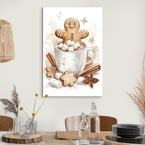 Bonhomme de pain d'épices dans une tasse de chocolat chaud Bonhomme de pain d'épices dans une tasse de chocolat chaud