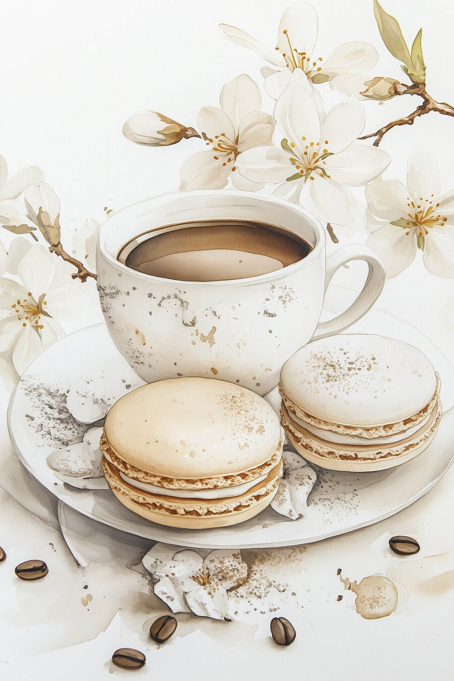 Tasse de café et biscuits sur une assiette Tasse de café et biscuits sur une assiette