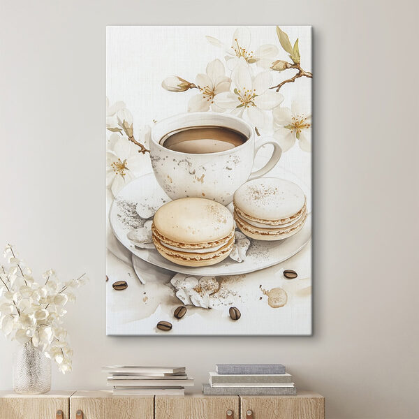 Tasse de café et biscuits sur une assiette Tasse de café et biscuits sur une assiette