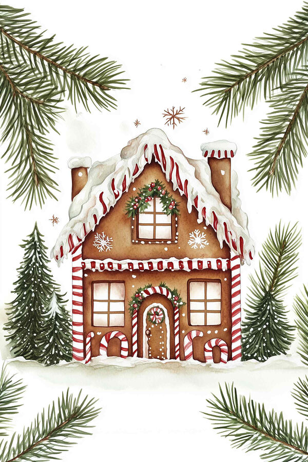 Maison en pain d'épices recouverte de neige Maison en pain d'épices recouverte de neige
